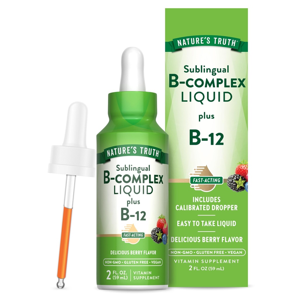La vérité de la nature Complexe B sublingual avec B12.0 2 onces fluides.