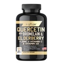 Quercetine avec Bromelain Zinc Vitamine C Vitamine D Elderberry - 120 Capsules de Véggie, Non-OGM, Sans gluten.