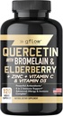 Quercetine avec Bromelain Zinc Vitamine C Vitamine D Elderberry - 120 Capsules de Véggie, Non-OGM, Sans gluten.