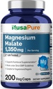 NusaPure Malate de magnésium 1350mg 200 Capsules de Veggie (Vegan, non-OGM, végétalien)