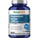 NusaPure Malate de magnésium 1350mg 200 Capsules de Veggie (Vegan, non-OGM, végétalien)