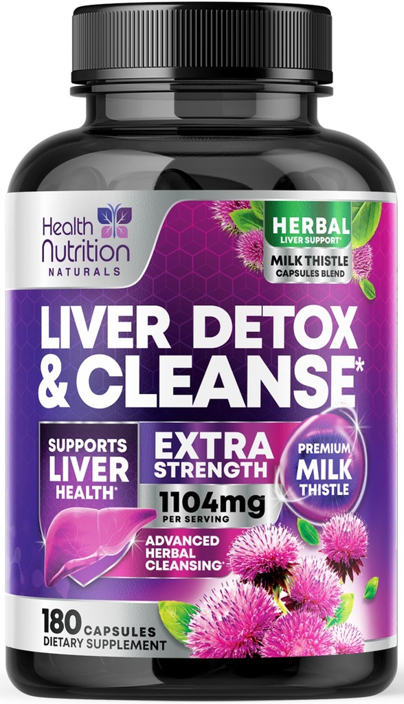 Formule de nettoyage et de réparation du foie doux - Supplément de soutien du foie avancé avec chardon de lait silymarin, racine de dandelion, extrait d'artichaut, curcuma, choline et betterave - 180 capsules de légumes
