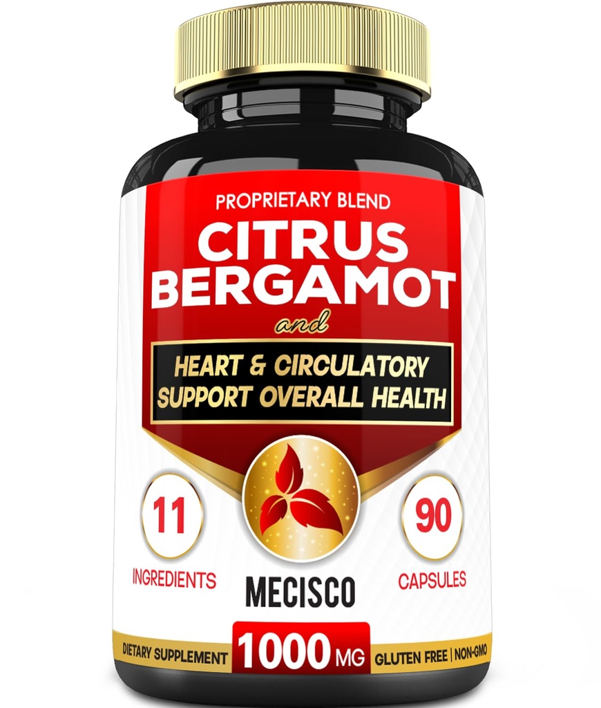 11 en 1 Citrus Bergamot Supplément 1000mg avec Black Chokeberry, Berberine HCl et plus - 90 Capsules - Soutient la santé cardiaque, système immunitaire, production d'énergie