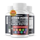 Cayenne Pepper Turmeric Odorless Ail Cinnamon Fenugreek Citrus Bergamot Artichaut Blueberry Green Tea Black Pepper -150 Capsules- Fabriqué aux États-Unis
