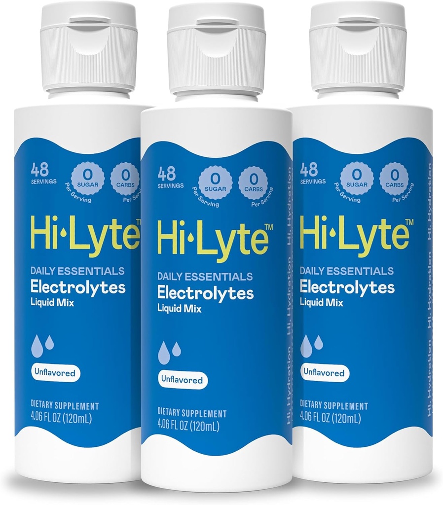 Hi-Lyte Daily Essentials Electrolytes Mélange liquide non aromatisé, 144 portions