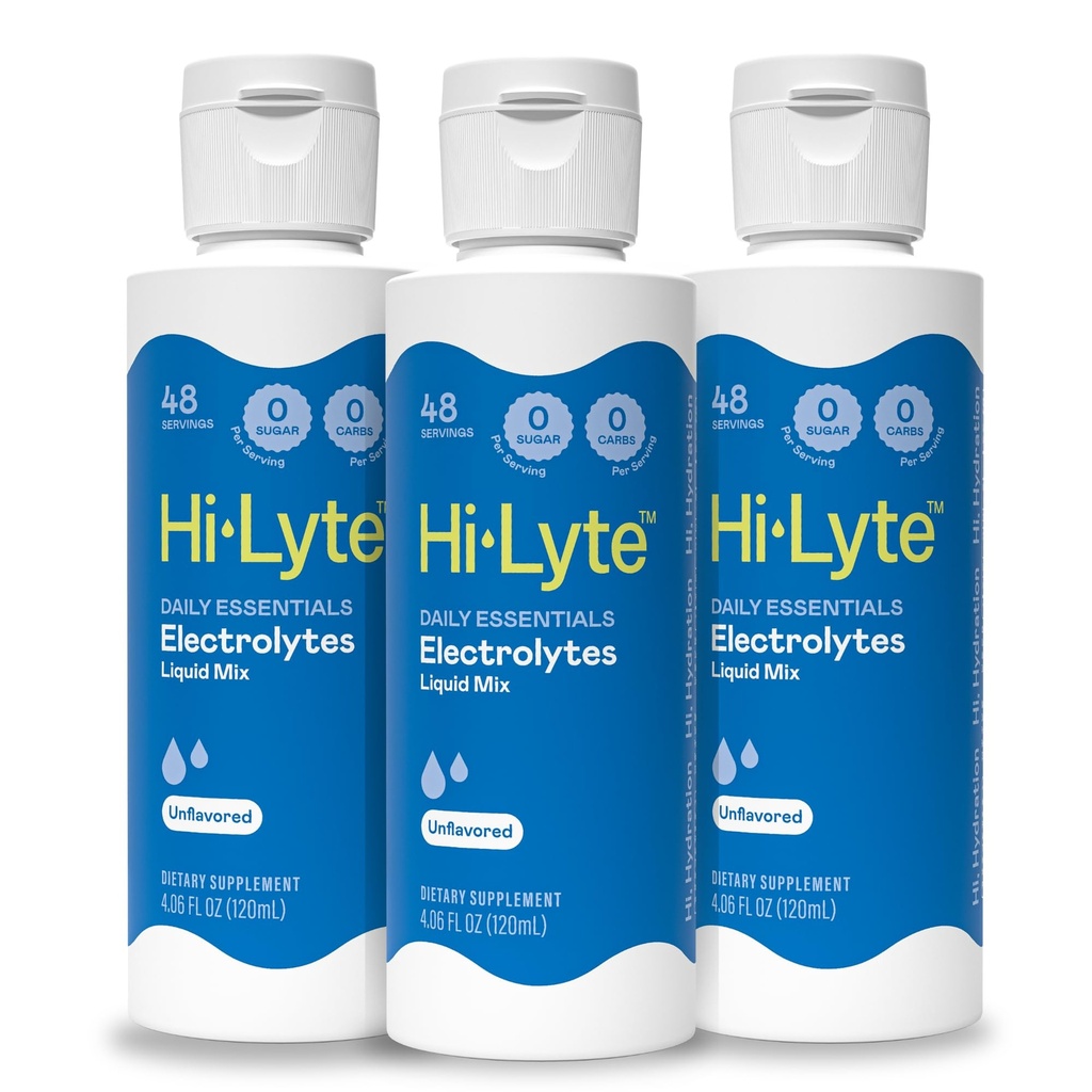 Hi-Lyte Daily Essentials Electrolytes Mélange liquide non aromatisé, 144 portions