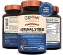 Formule avancée de stress adrénal, bio KSM-66 Ashwagandha avec AlphaWave L-Theanine, 5-HTP, mélange de magnésium - Soulagement du stress quotidien, support de l'humeur, cognitif, santé du cerveau, 90 capsules