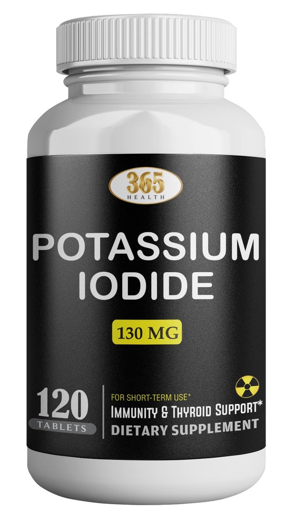Iodide de potassium130 mg - Comprimés KI- Potassium130 mg - Pilules d'iode de potassium fabriquées aux États-Unis YODO Naciente, Yoduro de potasio - 120 Comprimés