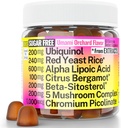 Riz rouge de levure Alpha acide lipoïque Ubiquinol CoQ10 Citrus Bergamot Beta-Sitostérol Chromium Picolinate Sucre-moins Gummies w Lion's Mane Turkey Tail Reishi Cordyceps Chaga, Pills Capsules Supplément Alt