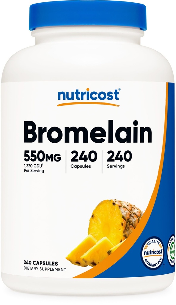 Nutricost Bromélain Capsules (240 Capsules) - 550 MG par portion, végétalien, non-OGM, GMP compatible