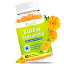 Vitamines oculaires Gommies de lutéine et de zéaxanthine, suppléments sans sucre pour la santé des yeux avec Bilberry, Astaxanthine - Soutien bleu lumière, fonction visuelle et santé maculaire - Mango aromatisé, 60 comte