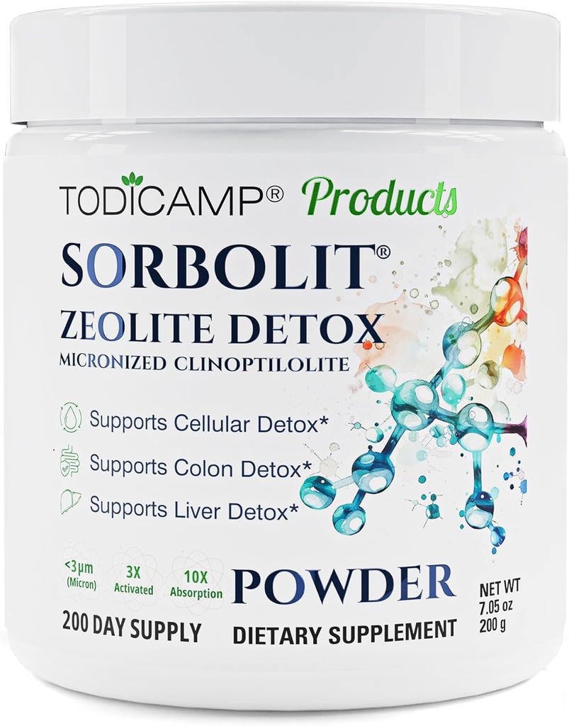 Sorbolit Zeolite Detox - 7.05 oz Zeolite Powder Supplement for Full Body Detox - Gut Cleanse, Cellular Liver Detox | 200 Days Supply