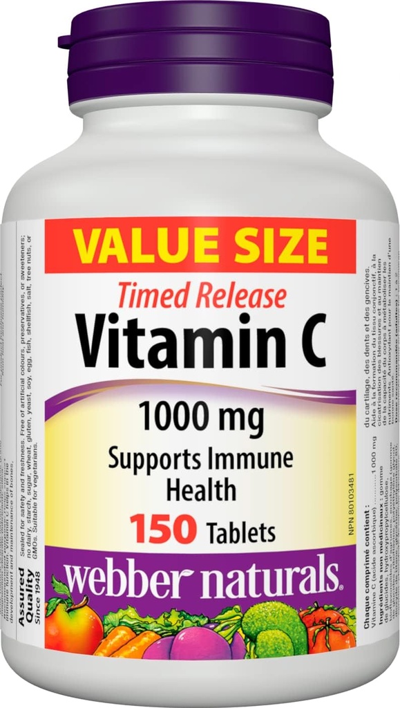 Webber Naturals Vitamin C Timed Release 1000mg, 150 tabs