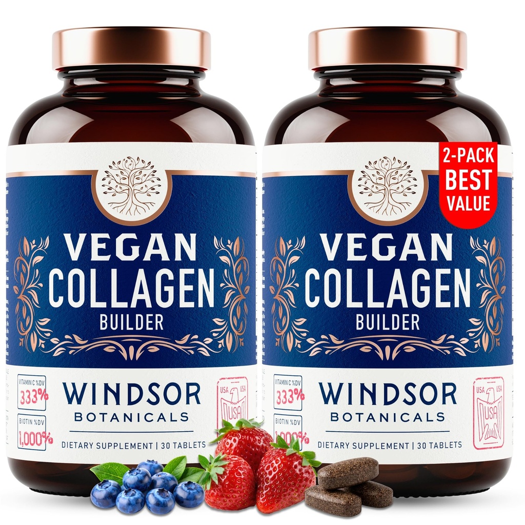 Collagène végétalien pour les femmes et les hommes - Superfood biologique, acides aminés Glycine, Lysine, Proline pour la peau saine, les cheveux, les ongles - suppléments de collagène à base végétale - 60 pilules végétariennes sans gluten