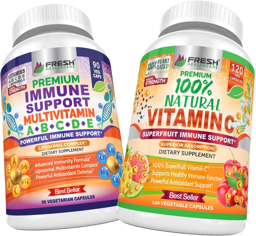 FRESH HEALTHCARE Immune Multivitamine et vitamine naturelle C - Bundle