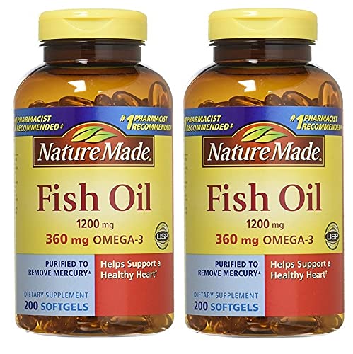 Huile de poisson de nature 1200mg avec Omega-3, 400 Softgels