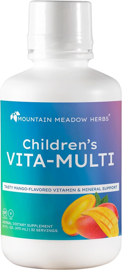 La Vita-Multi pour enfants : supplément de vitamines et minéraux mélangés - Absorber rapidement les vitamines liquides pour enfants avec des fruits, des verts et une lutéine protectrice des yeux (16 oz.)
