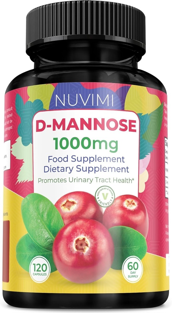 D Mannose 120 Capsules - 1000 mg per Dose - Dietary Supplement Helps Promote Urinary Tract Health - Natural Vegan UTI Defense