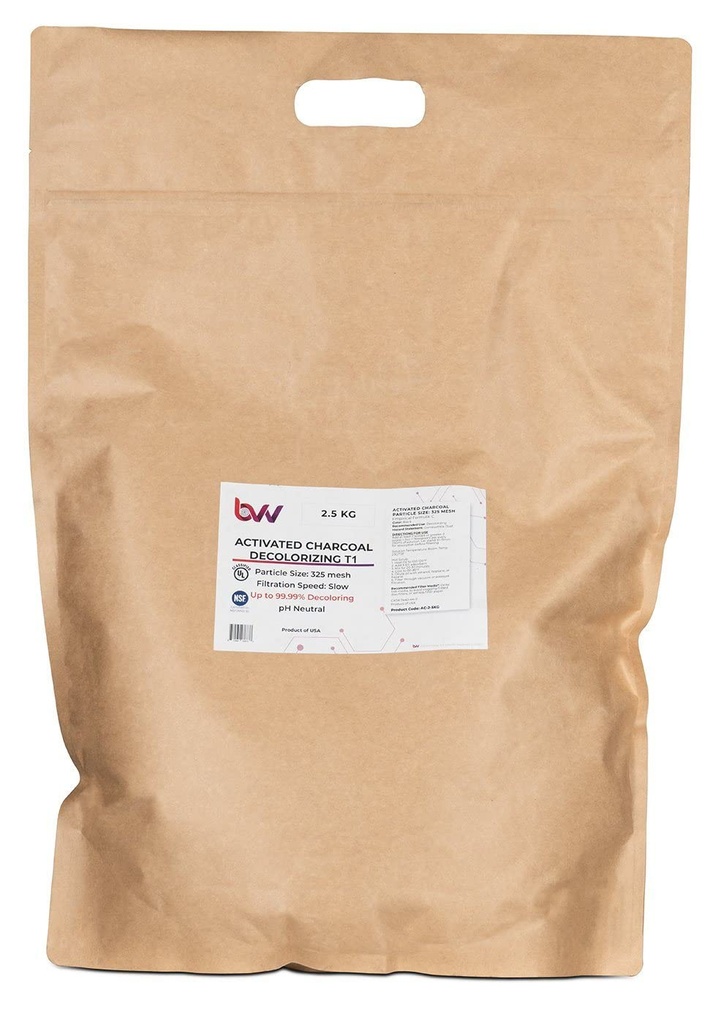 BVV Activated Hardwood Carbon Decolorizing T1 (100 % de charbon de bois dur)-2,5Kg