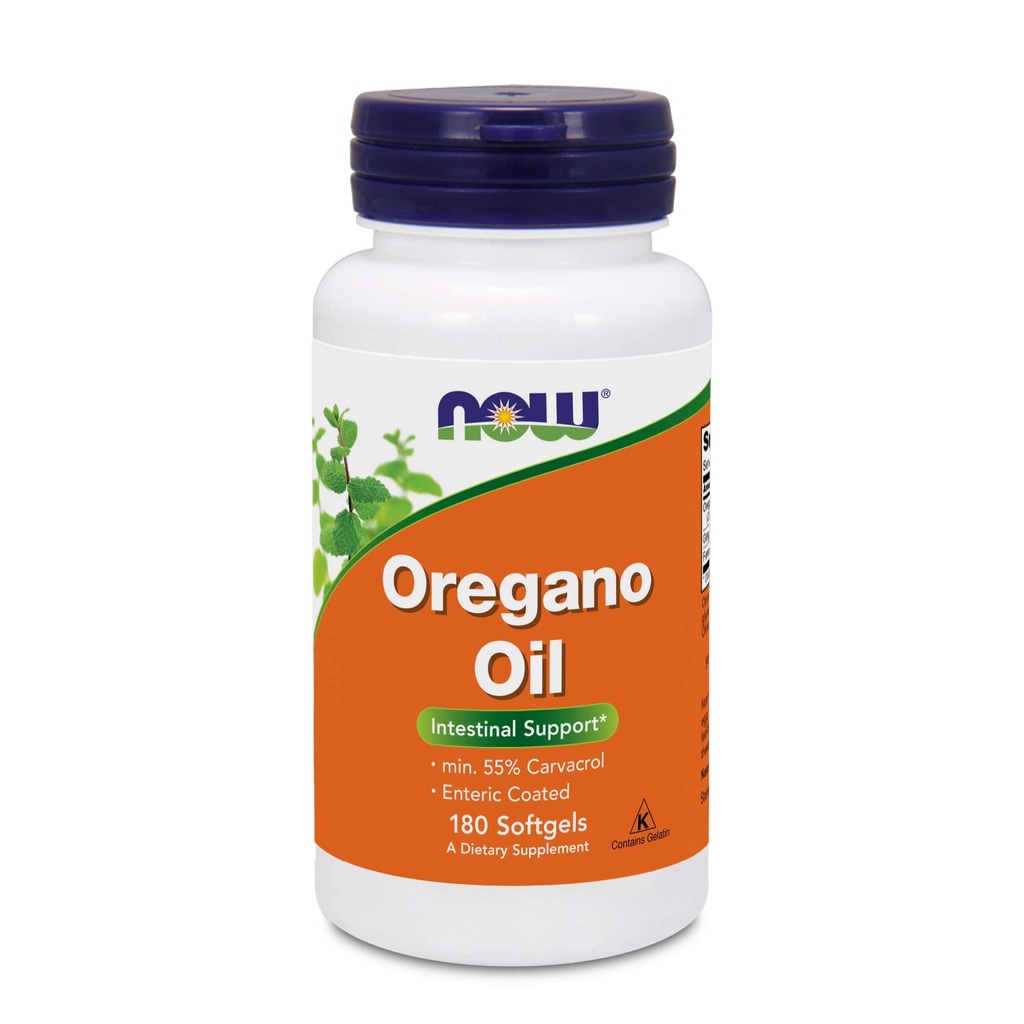 Now Foods Oregano Oil (minimum 55% Carvacrol) – 181mg, 180 Softgels – supplément de soutien digestif de haute puissance, favorise la santé des Gut - Kosher - 180servis