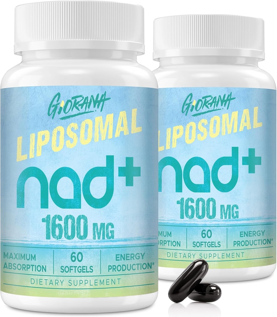 1600 MG Supplément Liposomique NAD+, Supplément Boosting NAD+, Absorption supérieure, Vitamine B3 pour la défense du vieillissement, Longévité, Énergie, Réparation, Non-OGM, 120 Softgels