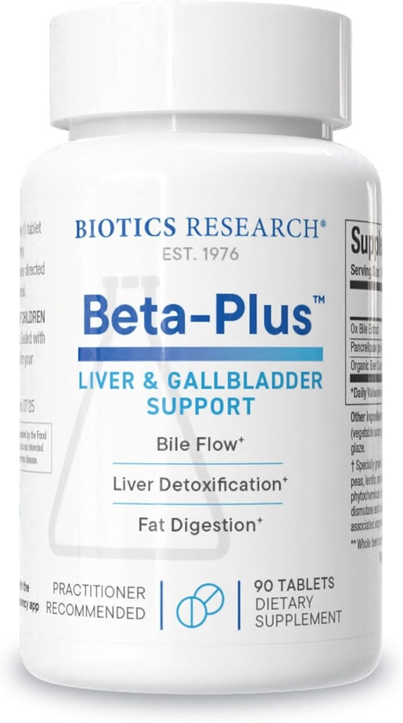 Recherche en biotique Beta-PlusTM Nutritional Ox Bile Salts Supplément enzymes digestifs pour la production de bile pour aucun Gallbladder-supporte la fonction globale du foie, aide la digestion des graisses, fournitures Betaine 90 Tabs