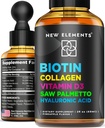 Biotine liquide pour les femmes et les hommes croissance des cheveux 10000mcg.com Biotine et collagène suppléments avec Saw Palmetto et acide hyaluronique.