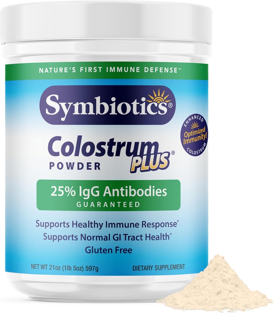 Symbiotiques Colostrum Plus Poudre 21 oz (597 g) - Soutien de l'immunité - Promotion de la performance athlétique et des niveaux optimaux de fer - Immunoglobuline - Antibodies 25% lgG - Sans gluten