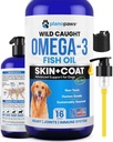 Omega 3 Huile de poisson pour chiens - Meilleur que l'huile de saumon pour chiens - Supplément d'huile de poisson pour chiens - Réduire le défrichement et les démangeaisons - Supporte les articulations, le cerveau, le coeur santé- Supplément de peau et de manteau de chien - Huile de poisson liquide