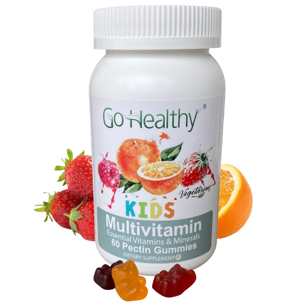 Go Healthy Kids Multivitamin Gummies, Soutien immunitaire, Gummies de vitamines pour enfants, Vitamine kasher Kid, Halal, Non-OGM, Gummy sans gluten - 30 portions
