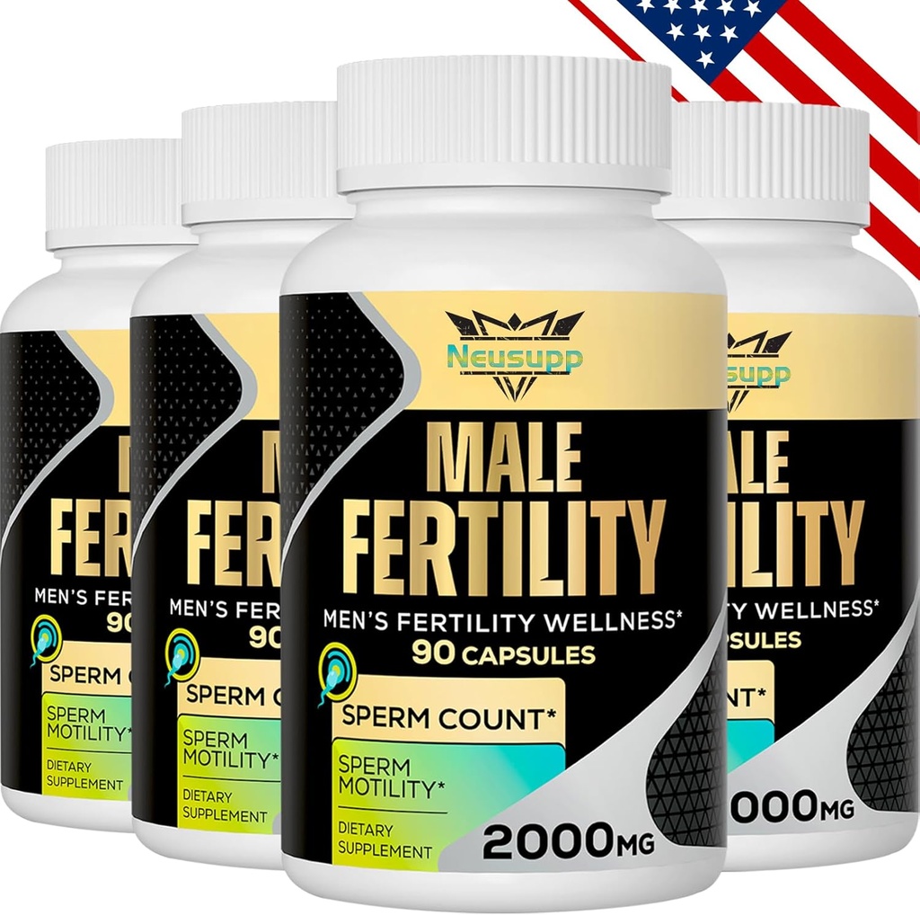 Fertility Supplements for Men, Male Prenatal Vitamins -Optimal Sperm Count, Motility and Strength, 2000MG Mens Fertility Supplements with Maca Root, Zin & Folate for Conception - Packs of 4
