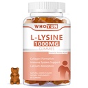 L-Lysine 1000mg Gummies, Supplément Lysine à croquer pour adultes, Soutien immunitaire, Soutien de la formation de collagène, Lemon Flavor, 60 Comte