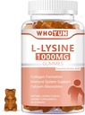 L-Lysine 1000mg Gummies, Supplément Lysine à croquer pour adultes, Soutien immunitaire, Soutien de la formation de collagène, Lemon Flavor, 60 Comte