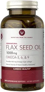 Vitamine Huile de graines de lin 1000mg Fournit 450 mg Oméga 3 par softgel 240 softgels à libération rapide