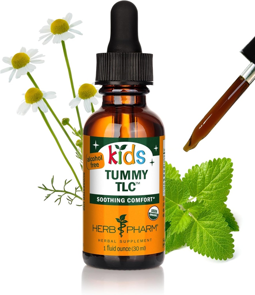 Herb Pharm Kids Certified- Organic Alcohol-Free Tummy TLC Formule à base de plantes liquides, 1 once (FKTUM01)