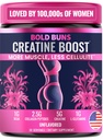 Bull Buns Créatine pour les femmes – Supplément Booty Builder avec Collagen & BCAA – Soutient le développement musculaire, la récupération après l'entraînement, l'élasticité de la peau, cheveux sains et ongles – 30 portions