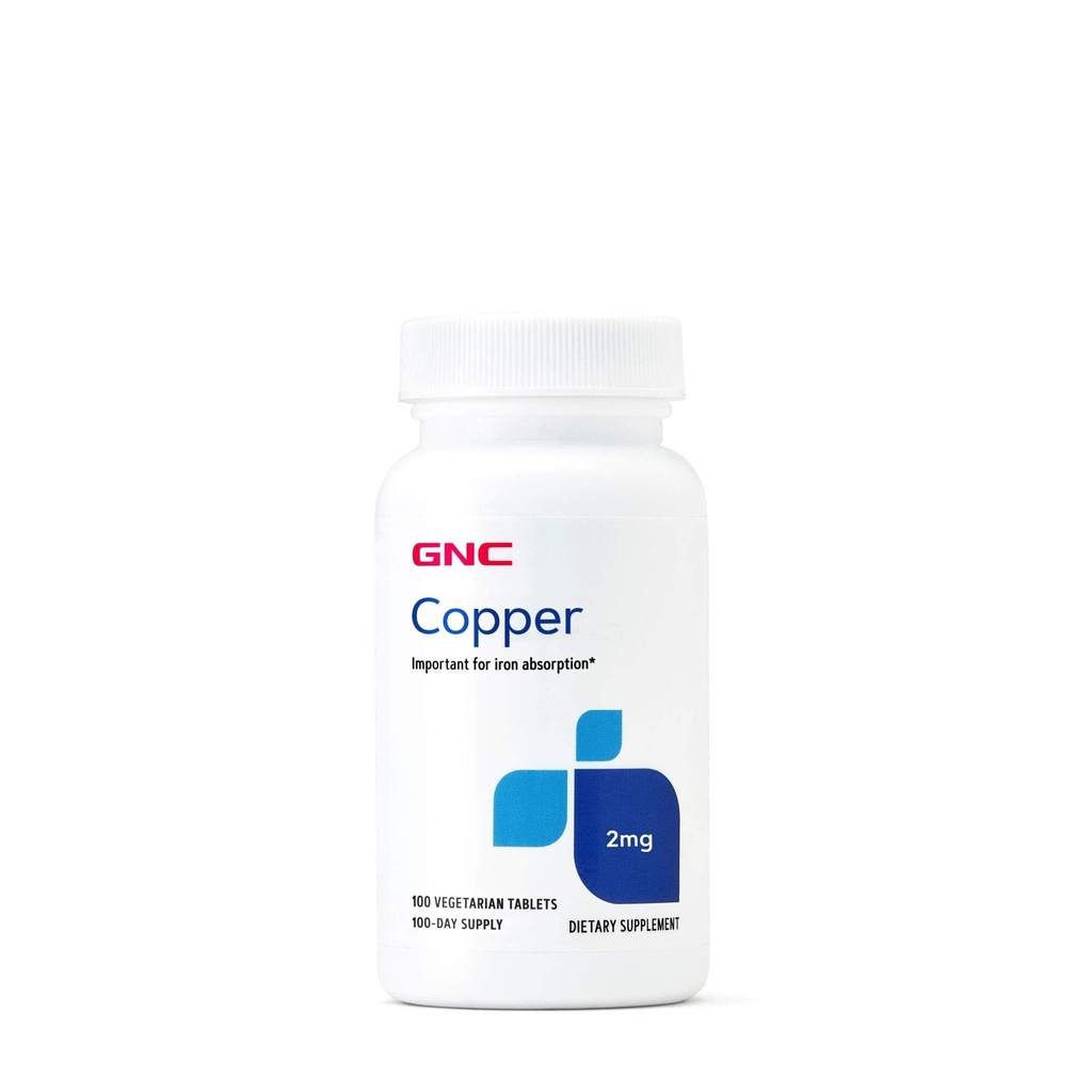 GNC Cuivre 2mg, Important pour l'absorption de fer, 100 Compte