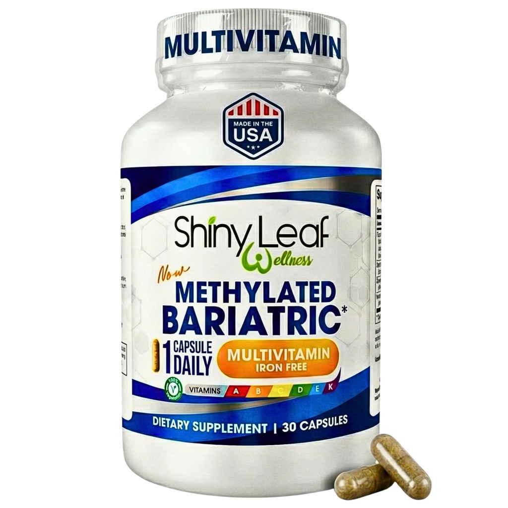 Feuille brillante Multivitamine bariatrique sans fer - Vitamines pour le passage gastrique et la Manche, 1 Capsule quotidienne W Vitamine A, C, D, Biotine, Zinc, B12, K, Végétarien, Sans soja, BMP Cert., Fabriqué aux États-Unis (30 Ct.)