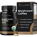 Capsules de café 100% Bio Mushroom - Supplément énergie naturelle avec 130 mg de caféine provenant d'extraits brevetés de café vert breveté et Guayusa pour l'énergie et le focus sans jitter (30 portions)