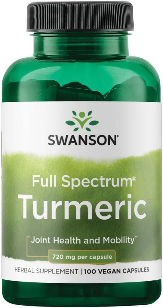 Swanson Full Spectrum Turmeric - Supplément à base de plantes appuyant la santé et la mobilité conjointes - Formule naturelle soutenant la santé digestive - (100 capsules, 720mg chacune)