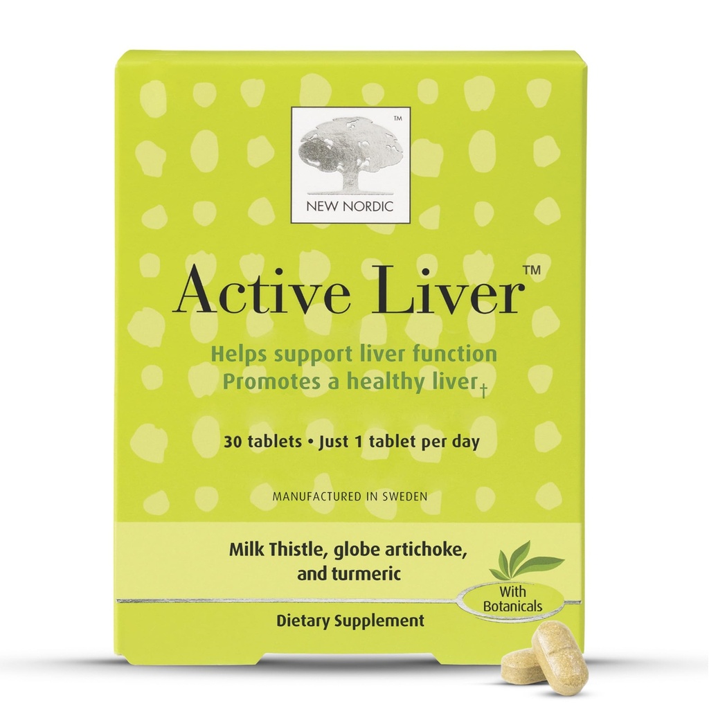 Nouvelle alimentation en foie actif de 30 jours, supplément quotidien, chardon de lait, artichaut et curcuma, 30 comprimés (paquet de 1)