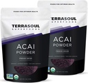 Terrasoul Superfoods Poudre de baies d'açai biologique, 4 oz (paquet de 2), congelé-séché pour la fraîcheur, Omega Fats Boost pour les bols de smoothie, et les recettes de superaliments emballés antioxydants