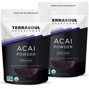 Terrasoul Superfoods Poudre de baies d'açai biologique, 4 oz (paquet de 2), congelé-séché pour la fraîcheur, Omega Fats Boost pour les bols de smoothie, et les recettes de superaliments emballés antioxydants