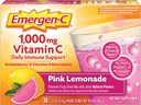 Emergen-C 1000mg Poudre de vitamine C, avec des antioxydants, des vitamines B et des électrolytes, suppléments d'immunité pour le soutien immunitaire, mélange de boissons gazeuses sans caféine, goût de citronnade rose - 30 Compte (paquet de 12)