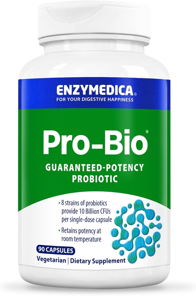 Enzymedica, Pro-Bio, Stable, Résistant à l'estomac et à l'acide Probiotique pour une digestion saine, 10 milliards UFC, 90 Nombre