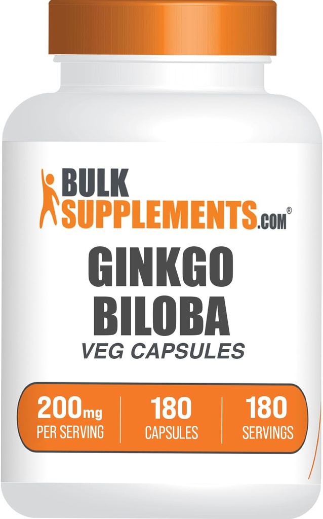 BulkSupplements.comginkgo Biloba Capsules d'extrait - Ginkgo Biloba provenant de feuilles, supplément à base de plantes - végétalien, 1 Capsule par portion, 180 Compte (paquet de 1)