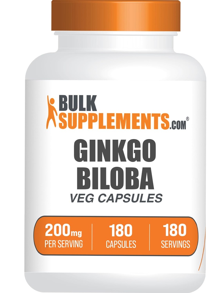 BulkSupplements.comginkgo Biloba Capsules d'extrait - Ginkgo Biloba provenant de feuilles, supplément à base de plantes - végétalien, 1 Capsule par portion, 180 Compte (paquet de 1)