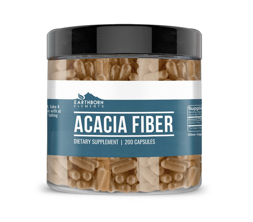 Éléments terriens Acacia Fibre 200 Capsules, pures et non diluées, sans additifs