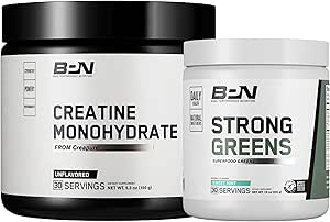 BARE PERFORMANCE NUTRITION BPN Créatine Monohydraté et vert fort Bundle