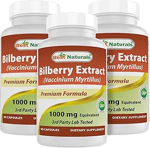 Meilleurs naturels Bilberry 1000 Mg 90 Capsules (90 Compte (paquet de 3))